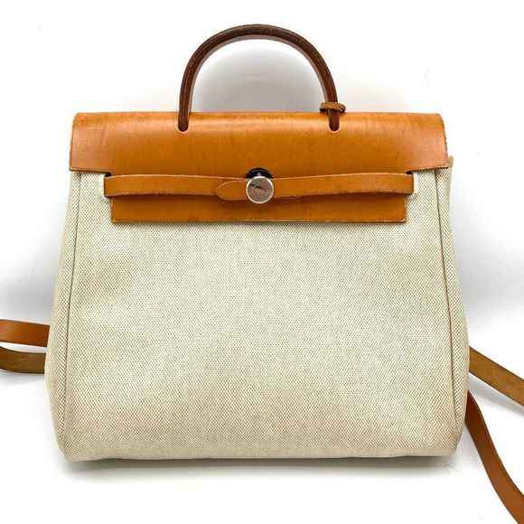 Hermes Handbags - Hermes Coated Canvas and Leather Herbag Backpack PM w/ Extra Bag